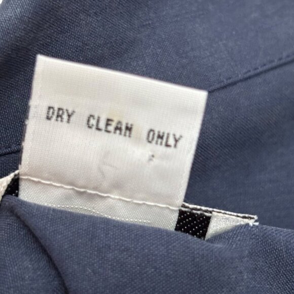 Vintage Silk Blouse Classic Style Navy Blue Size 10 / L Oversized Excellent Cond - Picture 6 of 6